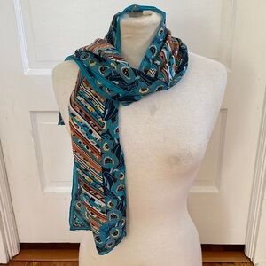 Honey 100% Silk Floral Long Scarf